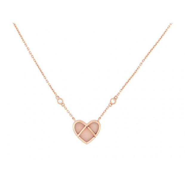 NEUF COLLIER POIRAY L'ATTRAPE COEUR PM OPALE OR ROSE 18K DIAMANTS NECKLACE 1900€