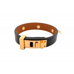 NEUF BRACELET HERMES MINI DOG ANNEAUX EN CUIR SWIFT LEATHER STRAP BANGLE 550€