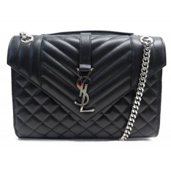 NEUF SAC A MAIN SAINT LAURENT 600185 ENVELOPPE MEDIUM BANDOULIERE ARGENT 2350€