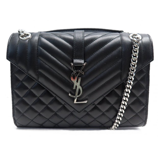 NEUF SAC A MAIN SAINT LAURENT 600185 ENVELOPPE MEDIUM BANDOULIERE ARGENT 2350€