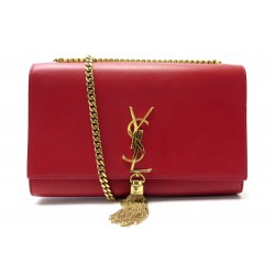 SAC A MAIN SAINT LAURENT KATE TASSEL MEDIUM POMPON CUIR ROUGE BANDOULIERE 2100€