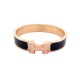 BRACELET HERMES CLIC H EN EMAIL BLEU MARINE & DORE 16 CM BOITE BANGLE STRAP 660€