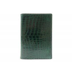 VINTAGE PORTE AGENDA HERMES COUVERTURE CARNET EN CUIR DE CROCODILE VERT 3200€