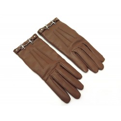 NEUF GANTS HERMES VOLTIGE H192040G H MORS EN CUIR D'AGNEAU CACHEMIRE GLOVES 970€