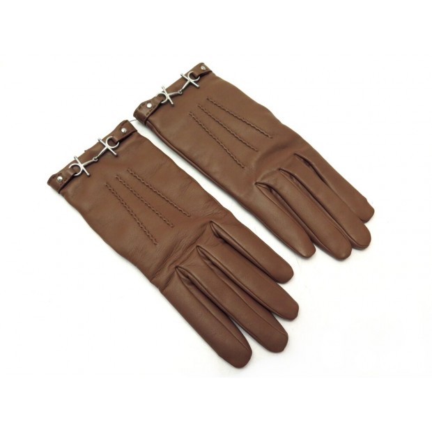 NEUF GANTS HERMES VOLTIGE H192040G H MORS EN CUIR D'AGNEAU CACHEMIRE GLOVES 970€