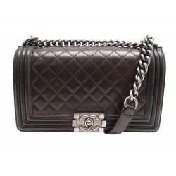 SAC A MAIN CHANEL BOY MEDIUM A67086 CUIR MATELASSE MARRON BANDOULIERE BAG 6750€