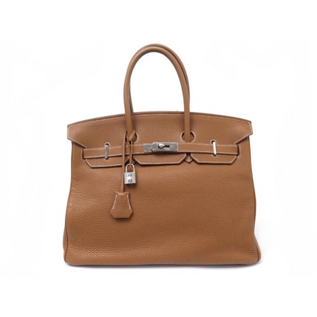 SAC A MAIN HERMES BIRKIN 35 EN CUIR TOGO GOLD 2007 ATTRIBUTS ARGENTES BAG PURSE