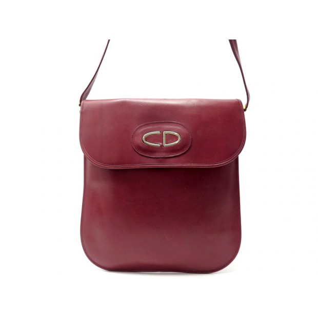 VINTAGE SAC CHRISTIAN DIOR ROUGE PORTE EPAULE LOGO CD CUIR PURSE SHOULDER BAG