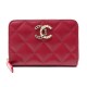 NEUF PORTEFEUILLE CHANEL CUIR ROUGE MATELASSE LOGO CC PORTE MONNAIE WALLET 1000€