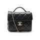 NEUF SAC A MAIN CHANEL MINI CLASSIC TOP HANDLE BANDOULIERE CUIR MATELASSE 5000€