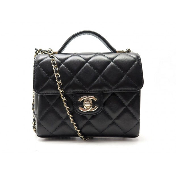 NEUF SAC A MAIN CHANEL MINI CLASSIC TOP HANDLE BANDOULIERE CUIR MATELASSE 5000€