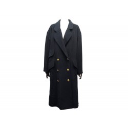 VINTAGE MANTEAU CHANEL LONG BOUTONS LOGO CC L 40 LAINE BLEU MARINE COAT 6000€