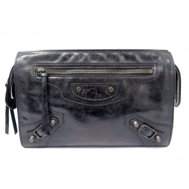 NEUF SAC BALENCIAGA POCHETTE DE VOYAGE A MAIN 213682 EN CUIR TRAVEL POUCH 950€