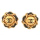 VINTAGE BOUCLES D'OREILLES CHANEL CHAINE ENTRELACEE LOGO CC 1990 A CLIP EARRINGS