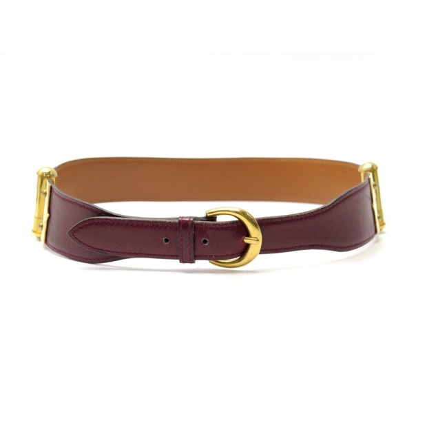 VINTAGE CEINTURE HERMES CUIR BOX BORDEAUX BOUCLE METAL DORE T 70 1984 BELT 1000€