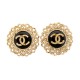 VINTAGE BOUCLES D'OREILLES CHANEL 1960 GOOSSENS A CLIPS LOGO CC STRASS EARRINGS