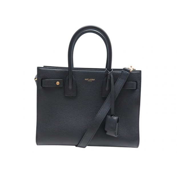 NEUF SAC A MAIN SAINT LAURENT BABY 717448 CUIR GRAINE NOIR BANDOULIERE BAG 2500€