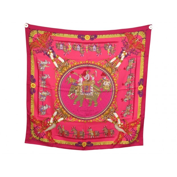 NEUF FOULARD HERMES CAPARACONS DE LA FRANCE ET L'INDE CARRE 90 SOIE SCARF 530€