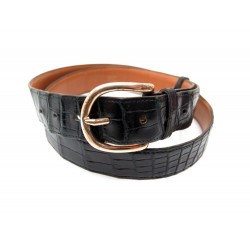 VINTAGE CEINTURE HERMES T 100 CM EN CUIR DE CROCODILE NOIR BLACK LEATHER BELT