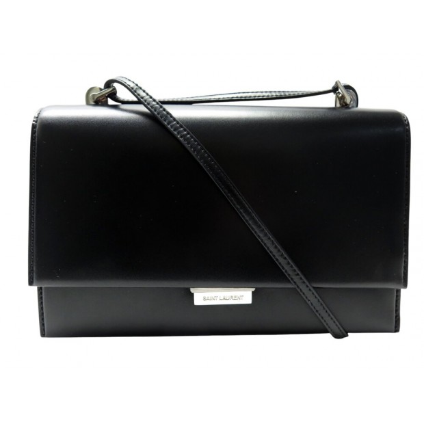 NEUF SAC A MAIN SAINT LAURENT BABYLONE 484509 BANDOULIERE CUIR NOIR PURSE 1990€