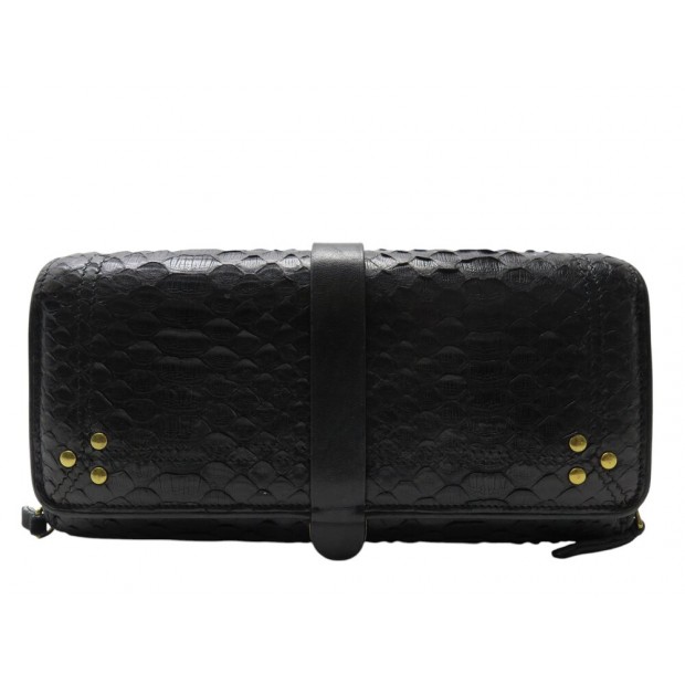 PORTEFEUILLE JEROME DREYFUSS EN CUIR DE PYTHON NOIR PORTE MONNAIE WALLET 580€