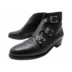 CHAUSSURES BOTTINES JOHN LOBB WILLOW TRIPLE BOUCLE 5E 37.5 CUIR NOIR BOOTS 1720€