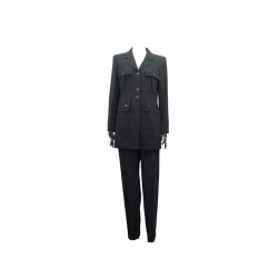 NEUF ENSEMBLE TAILLEUR VESTE 40 PANTALON 38 CHANEL P11193V06456 LAINE NOIR 6500€