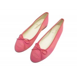 NEUF CHAUSSURES CHANEL BALLERINES G02819 37 TOILE DEGRADE ROSE PINK SHOES 1250€