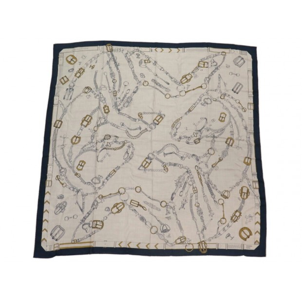 NEUF CHALE HERMES CHEVAUX DECHAINES H244096S CACHEMIRE & SOIE 140 CM SHAWL 1260€