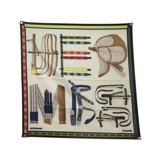 NEUF FOULARD HERMES LETTRES EQUESTRES H004039Sv04 CARRE 90 SOIE SILK SCARF 530€