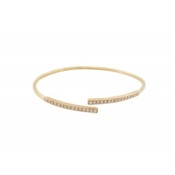 BRACELET KUNZ JONC OUVERT OR JAUNE 18K ET DIAMANTS 0.30 CT T16 5.6G GOLD BANGLE