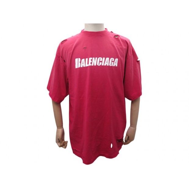 NEUF T SHIRT BALENCIAGA 651795 EFFET USE DESTROYED TROUS XS 42 UNIFIT TOP 695€