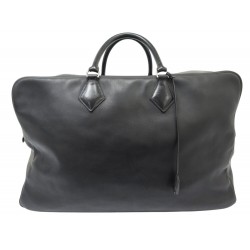 VINTAGE SAC DE VOYAGE A MAIN HERMES PLUME 55 EN CUIR BOX NOIR TRAVEL BAG 12000€