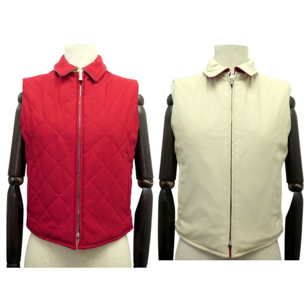 NEUF VESTE LORO PIANA SANS MANCHES REVERSIBLE ROUGE ET BEIGE LAINE MERINOS 1800€