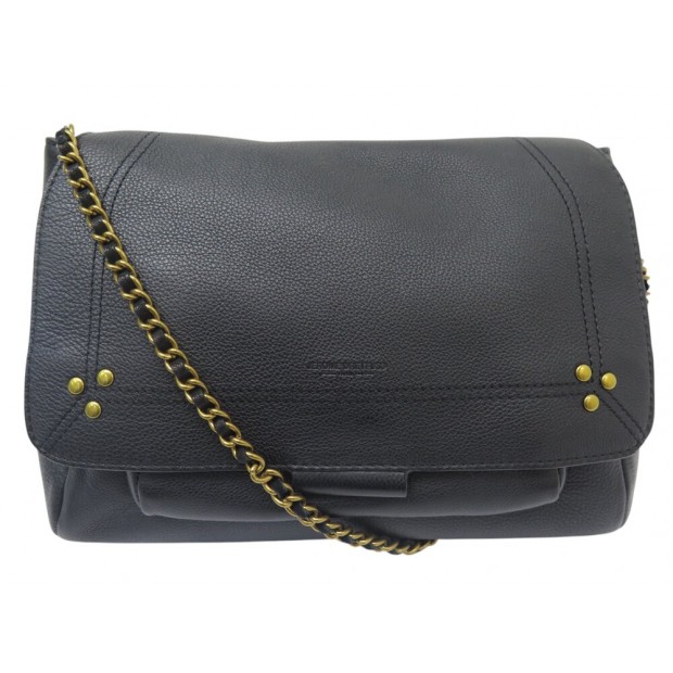 NEUF SAC A MAIN JEROME DREYFUSS LULU M CUIR VEAU NOIR BRASS BANDOULIERE 740€