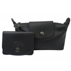 NEUF TROUSSE COSMETIQUE + PORTE-CARTES LONGCHAMP LE PLIAGE XTRA CUIR NOIR 280€