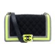SAC A MAIN CHANEL BOY CROISIERE TOILE NOIR GRIS JAUNE FLUO BANDOULIERE BAG 6750€
