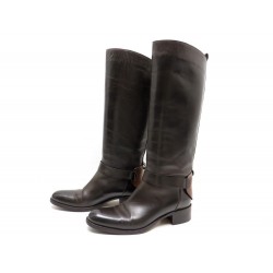 CHAUSSURES SARTORE 40 BOTTES CAVALIERES EN CUIR MARRON BROWN BOOTS SHOES 750€