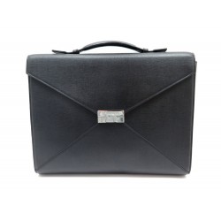 SACOCHE A MAIN LE TANNEUR SERVIETTE CARTABLE EN CUIR NOIR LEATHER HAND BAG 380€