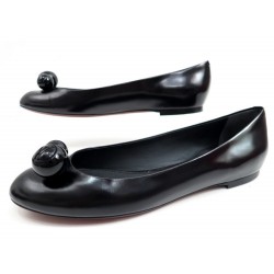 NEUF CHAUSSURES LOUIS VUITTON BALLERINES BETTY FLAT 40 EN CUIR NOIR SHOES 550€