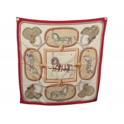 FOULARD HERMES GRAND APPARAT J. EUDEL CARRE 90 CM EN SOIE ROUGE BOITE SCARF 530€