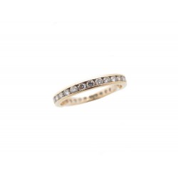 BAGUE ALLIANCE T 52 EN OR JAUNE 18K SERTIE 30 DIAMANTS 0.42CT TOUR COMPLET 1200€