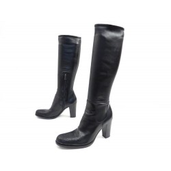 NEUF BOTTES PRADA CUIR NOIR 