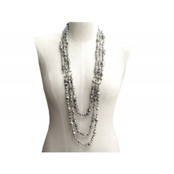 NEUF COLLIER CHANEL SAUTOIR 81 CM METAL & PERLES NOIR BIJOU BOITE NECKLACE 1480€