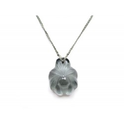 COLLIER LALIQUE PENDENTIF FLEUR EN CRISTAL GRIS MARIE CLAUDE PENDANT NECKLACE