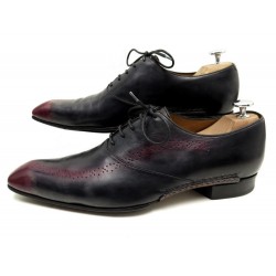 NEUF CHAUSSURES HENRIQUE ENKO 7 41 RICHELIEU CUIR NOIR POCHON BERLUTI SHOES 650€