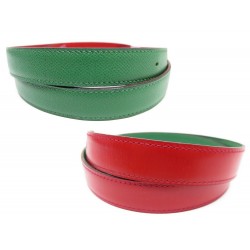 NEUF LIEN CEINTURE HERMES 76 EN CUIR ROUGE EPSOM VERT 24MM REVERSIBLE BELT 310€