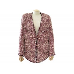 VESTE CHANEL P49462 XL 48 EN TWEED ROUGE & BLANC BOUTONS ETOILE JACKET 5000€