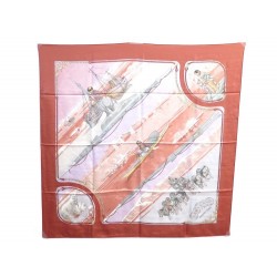 NEUF FOULARD HERMES GRONLAND LEDOUX CARRE EN SOIE ROSE + BOITE SILK SCARF 345€