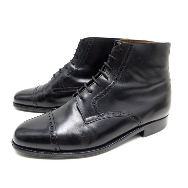 CHAUSSURES JM WESTON 663 6.5E 40.5 BOTTINES BOUT FLEURI EN CUIR NOIR SHOES 855€